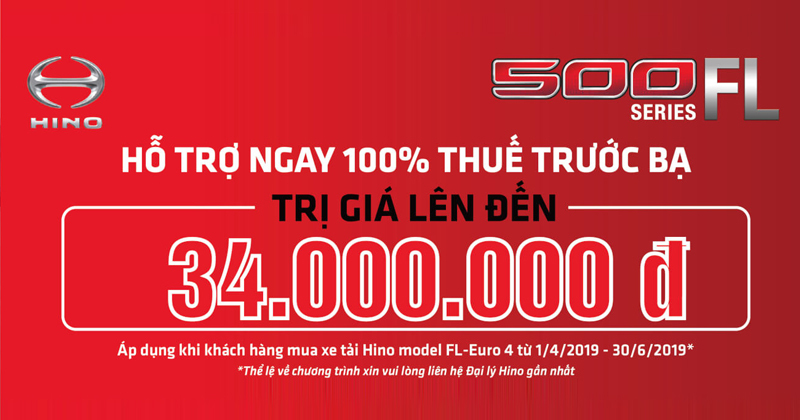 Hino hỗ trợ phí trước bạ đối với dòng xe tải hino Series 500 FL euro 4